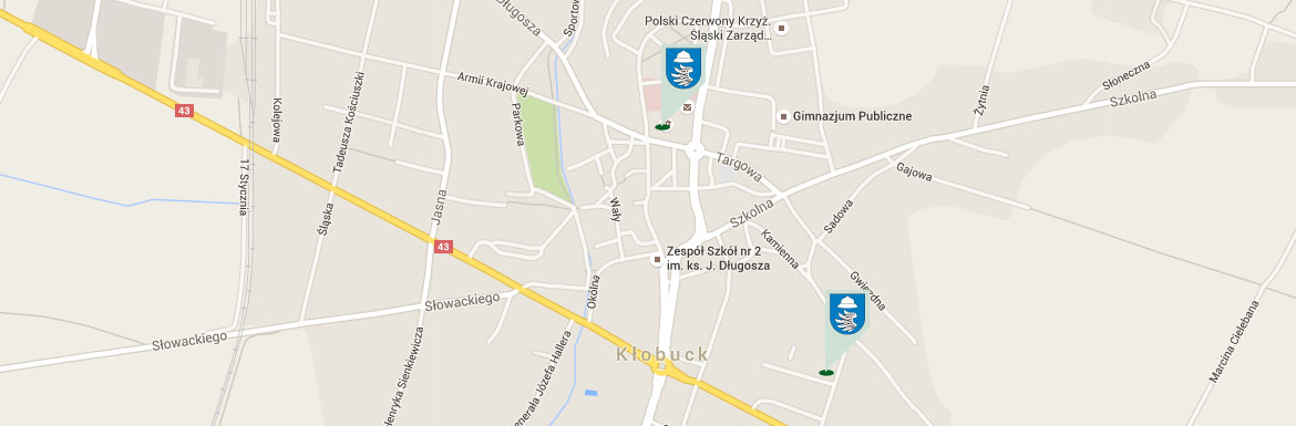 lokalizacja Starostwa Powiatowego w Kłobucku na napie Google
